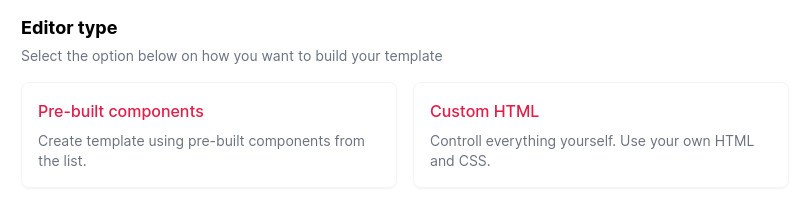 Select template editor type