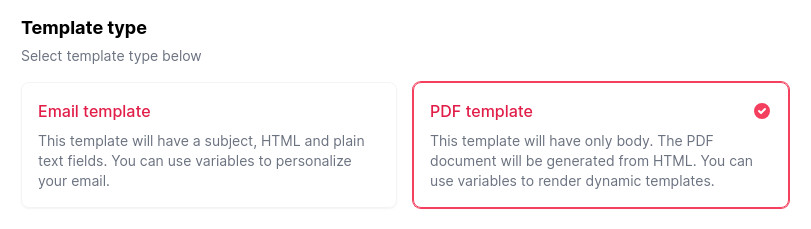 Select type - PDF template