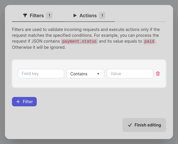 Parts of the filter